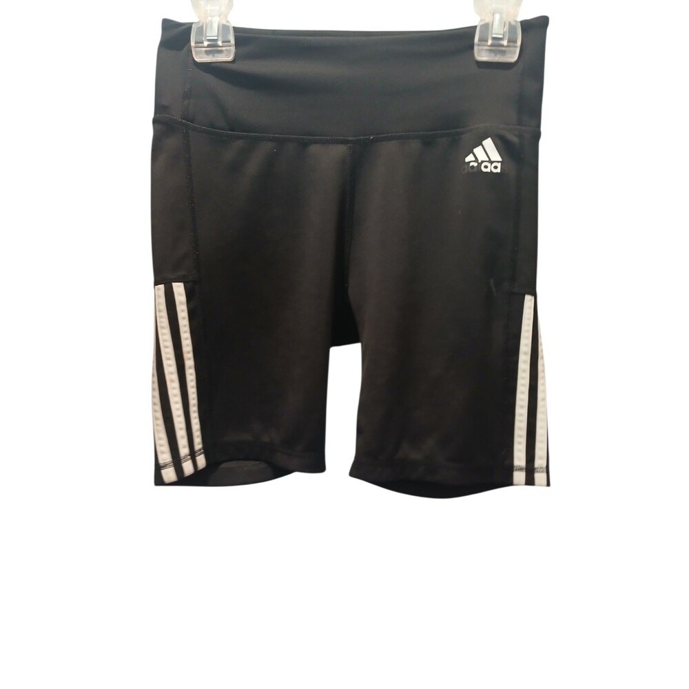 Adidas Biker Shorts Women’s Size M Black 3 Stripe Primegreen Aeroready Athletic